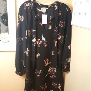 H&M black floral print shirts dress size 6
